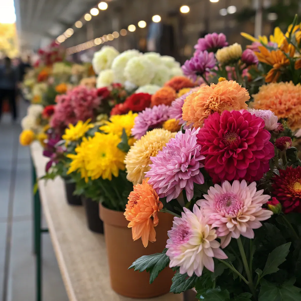 A beautifully arranged display of colorful flowers